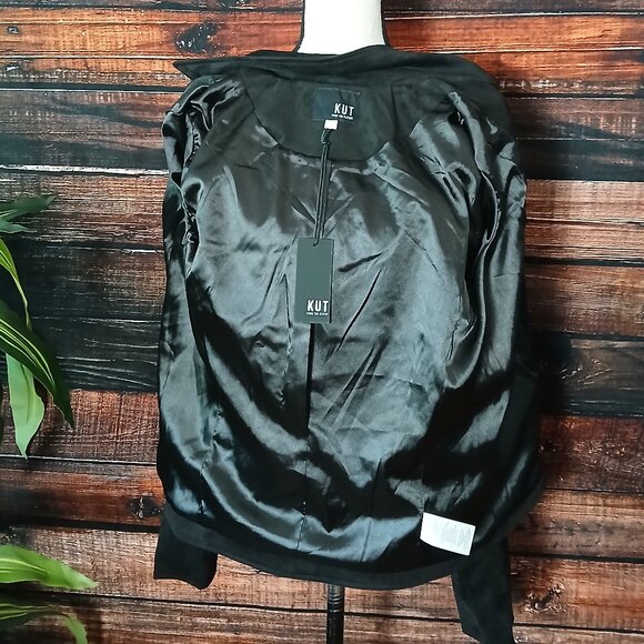 NWT Kut From The Kloth Moto Jacket S Jayden Faux Suede Black Leopard Lined - Picture 8 of 16
